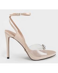 Charles & Keith - Gem-encrusted Ankle Strap Clear Sandals - Lyst
