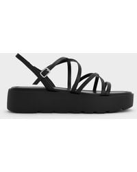 Charles & Keith - Strappy Ridged-Sole Flatform Sandals - Lyst