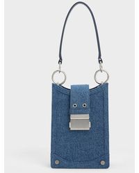 Charles & Keith - Winslet Denim Belted Phone Pouch - Lyst