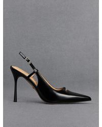 Charles & Keith - Leather Pointed-toe Slingback Pumps - Lyst