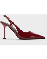 Charles & Keith - Wynn Patent Pointed-Toe Sculptural-Heel Slingback Pumps - Lyst
