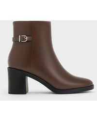 Charles & Keith - Side-buckle Block Heel Ankle Boots - Lyst