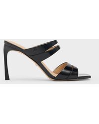 Charles & Keith - Leather Double-strap Heeled Mules - Lyst