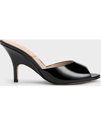 Charles & Keith - Patent Leather Round-toe Heeled Mules - Lyst