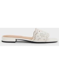 Charles & Keith - Leather Embroidered Slide Sandals - Lyst