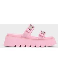Charles & Keith - Laine Metallic-buckle Flatform Sandals - Lyst