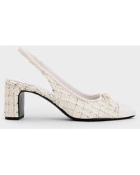 Charles & Keith - Tweed Bow Cap-Toe Slingback Pumps - Lyst