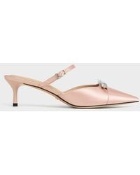 Charles & Keith - Recycled Polyester Bow Kitten-Heel Mules - Lyst