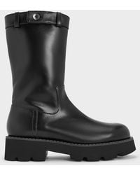 Charles & Keith - Side-Zip Lug-Sole Calf Boots - Lyst
