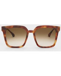 Charles & Keith - Tortoiseshell Recycled Acetate Classic Square Sunglasses - Lyst