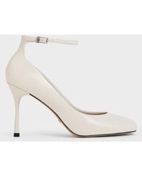 Charles & Keith - Aretha Patent Leather Ankle-strap Stiletto-heel Pumps - Lyst