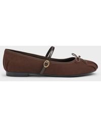 Charles & Keith - Emiko Faux Suede Bow Mary Jane Flats - Lyst