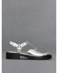 Charles & Keith - Metallic Leather Cut-out T-bar Mary Jane Flats - Lyst