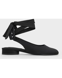 Charles & Keith - Satin Tie-around Ballet Flats - Lyst