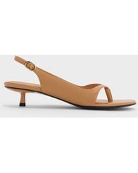 Charles & Keith - Rayne Square-toe Kitten-heel Thong Slingback Sandals - Lyst