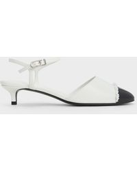 Charles & Keith - Pearl-Embellished Cap-Toe Kitten Heels - Lyst