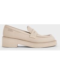 Charles & Keith - Faux Suede Chunky-Sole Penny Loafers - Lyst