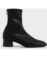 Charles & Keith - Stitch-Trim Heeled Ankle Boots - Lyst