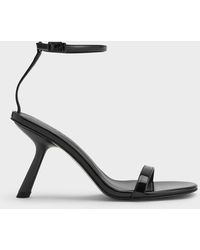 Charles & Keith - Patent Slant-heel Ankle-strap Sandals - Lyst