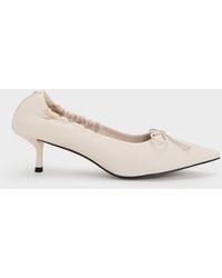 Charles & Keith - Leather Ruched Pointed Kitten Heels - Lyst