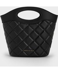 Charles & Keith - Quilted Chain-link Curved-handle Bucket Bag - Lyst