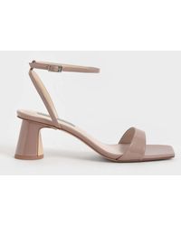 Charles & Keith - Patent Ankle-strap Cylindrical Heel Sandals - Lyst