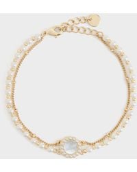 Charles & Keith - Pearl & Gemstone Double-Chain Bracelet - Lyst