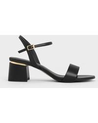 Charles & Keith - Open Toe Ankle Strap Block Heel Sandals - Lyst
