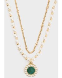 Charles & Keith - Pearl & Gemstone Double-Chain Necklace - Lyst