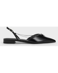 Charles & Keith - Flower-accent Chain-link Slingback Flats - Lyst