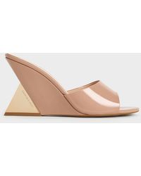 Charles & Keith - Patent Triangle-heel Wedge Mules - Lyst