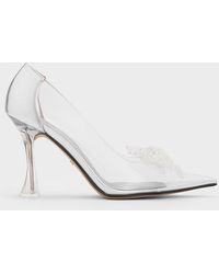 Charles & Keith - See-through Beaded Bow Pumps - Lyst
