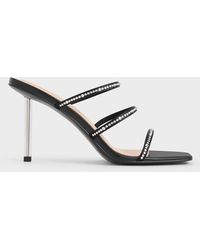 Charles & Keith - Recycled Polyester Crystal-embellished Strappy Mules - Lyst