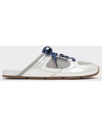 Charles & Keith - Metallic Mesh Patterned-Lace Slip-On Sneakers - Lyst