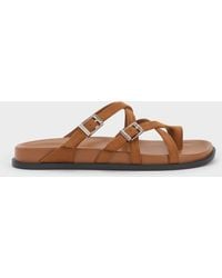 Charles & Keith - Faux Suede Crossover Toe-ring Sandals - Lyst