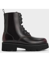 Charles & Keith - Ridged-sole Lace-up Combat Boots - Lyst