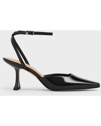 Charles & Keith - Leather Sculptural-heel Ankle-strap Pumps - Lyst