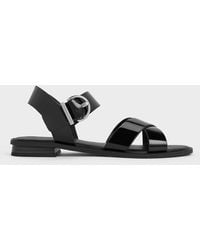 Charles & Keith - Patent Crossover Strap Sandals - Lyst