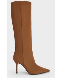 Charles & Keith - Faux Suede Pointed Stiletto Knee-High Boots - Lyst