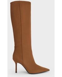 Charles & Keith - Faux Suede Pointed-Toe Stiletto-Heel Knee-High Boots - Lyst
