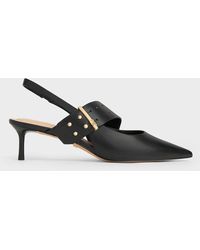 Charles & Keith - Leather Asymmetric-strap Slingback Mary Jane Pumps - Lyst
