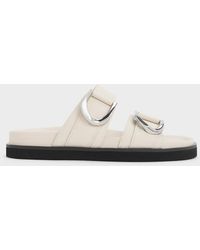 Charles & Keith - Gabine-Buckle Leather Slides - Lyst