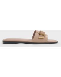 Charles & Keith - Whitney Suede & Leather Slide Sandals - Lyst