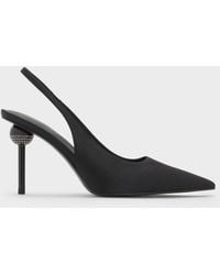 Charles & Keith - Satin Crystal Ball-Heel Slingback Pumps - Lyst