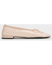 Charles & Keith - Sequin Mesh & Leather Bow Ballet Flats - Lyst