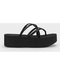 Charles & Keith - Levy Satin Strappy Flatform Sandals - Lyst