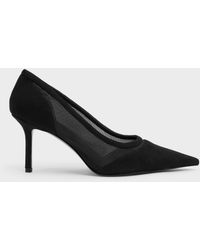 Charles & Keith - Faux Suede & Mesh Pointed Pumps - Lyst
