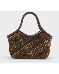 Charles & Keith - Hazel Checkered Bow Tubular Top Handle Bag - Lyst