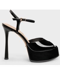 Charles & Keith - Francesca Patent Leather Peep-Toe Platform Heels - Lyst