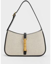 Charles & Keith - Cesia Canvas Metallic Accent Shoulder Bag - Lyst